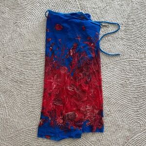 Jean Paul Gaultier Blue & Red Printed Women’s Swim Cover-Up Dress/Skirt